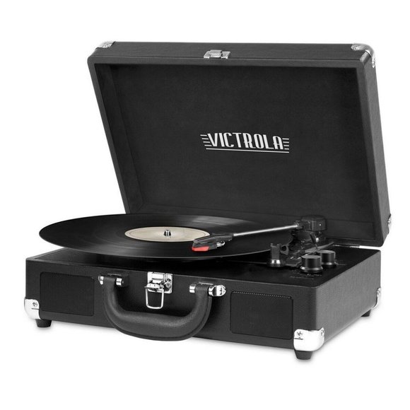 VITROLA JOURNEY BLUETOOTH SUITCASE RECORD PLAYER VSC-550BT CLASSIC BLACK DESIGN - Picture 2 of 6